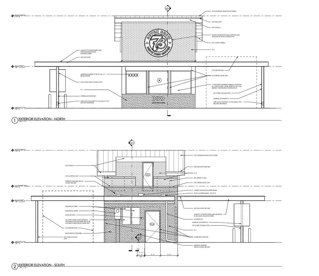 Multi-sheet construction document set for a mixed-use project